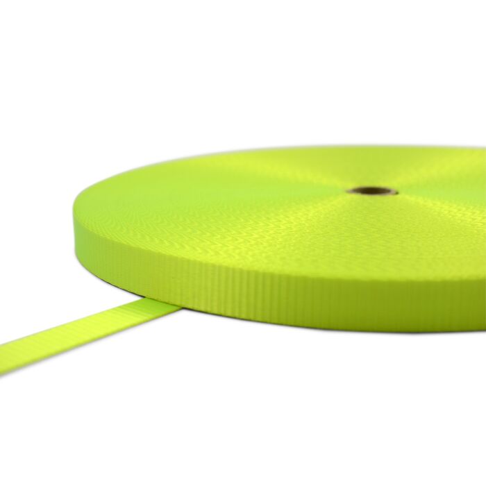 Sangle polyester 25mm - 1200kg - 100m - Rouleau - Jaune fluo