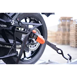 Sangle D'arrimage - 800kg - 2,06m - 25mm - En 2 Pièces - Crochets S - Transport Moto - Noir