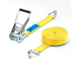 Toutes les sangles 50mm Sangle d’arrimage - 5T - 9m - 50mm - En 2 pièces - Crochets doigts serrés - Jaune Toutes les sangles 50mm Sangle d’arrimage - 5T - 9m - 50mm - En 2 pièces - Crochets doigts serrés - Jaune