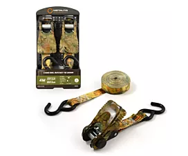 Toutes les sangles 25mm Sangle d’arrimage - 800kg - 4m - 25mm - en 2 pièces - tendeur et crochets S - Vert armée - 2pcs