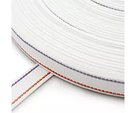 Sangle volet roulant, 22mm Sangle de volet roulant blanche avec rayure rouge et violette - (largeur 22mm) Sangle volet roulant, 22mm Sangle de volet roulant blanche avec rayure rouge et violette - (largeur 22mm)
