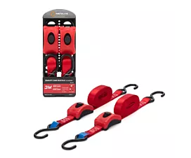Tout - Sangles moto et voiture Sangle d’arrimage - 500kg - 3m - 25mm - Boucle à came Smart et crochets S - Rouge - 2pcs
