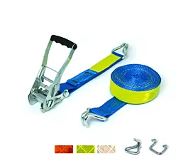 5T - Standaard Spanband - 5T - 50mm - 2-delig - Spits-/klauwhaken - Reflecterende toplaag + Eigen label