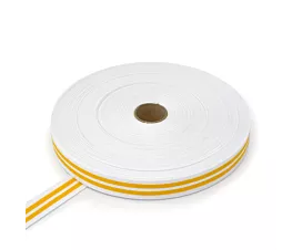 Judoband Judoband - Rol - 50m - Gestreept - Wit met 2 gele strepen