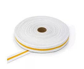 Judoband Judoband - Rol - 50m - Gestreept - Wit met 1 gele streep