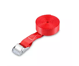 Toutes les sangles 25mm Sangle d’arrimage - 250kg - 4m - 25mm - En 1 pièce - Boucle à came - Rouge - 10pcs Toutes les sangles 25mm Sangle d’arrimage - 250kg - 4m - 25mm - En 1 pièce - Boucle à came - Rouge - 10pcs