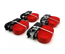 Toutes les sangles 25mm Sangle d’arrimage - 700kg - 4m - 25mm - en 1 pièce - Tendeur - Rouge - Couleur résistante - 4pcs
