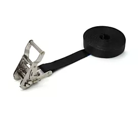 Toutes les sangles 35mm Sangle d’arrimage  - 1,5T - 6m - 35mm - En 1 pièce - Tendeur/Crochets INOX - Noir
