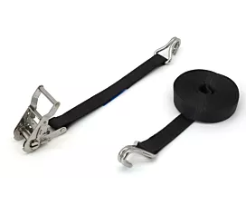 2,5T - Standaard Spanband - 1,5T - 6,5m - 35mm - 2-delig - Ratel en spitshaken - RVS - Zwart