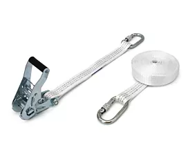2,5T - Standaard Spanband - 2,2T - 7m - 35mm - 2-delig - Karabijnhaken - Wit