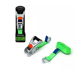 Toutes les sangles 25mm Sangle d’arrimage - 800kg - 3m - 25mm - en 2 pièces - Tendeurs à cliquet avec guide-sangle - Vert clair Toutes les sangles 25mm Sangle d’arrimage - 800kg - 3m - 25mm - en 2 pièces - Tendeurs à cliquet avec guide-sangle - Vert clair