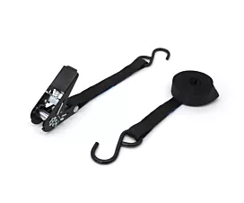 Alle spanbanden 25mm Spanband - 300kg - 3m - 20mm - 2-delig - Zwarte ratel Mini + S-haken - Zwart - 10st.
