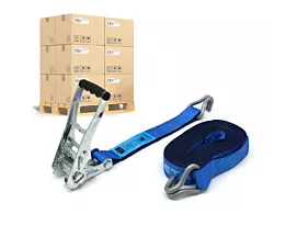 Pallet spanbanden 50mm Pallet Spanbanden - 5T - 9m - 50mm - 2-delig met spitshaken - Blauw - Metaltis Premium - 256st