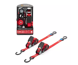 Tout - Sangles moto et voiture Sangle d’arrimage - 500kg - 4,5m - 25mm - Crochets S - Enroulement manuel - Rouge - 2pcs