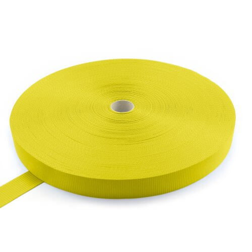 Polyester band 50 mm - 6000 kg - 100 m op rol - zonder strepen-Geel